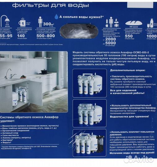 Система обратного осмоса Аквафор Осмо 50 фильтр
