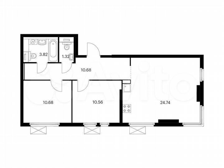2-к. квартира, 61,8 м², 13/33 эт.