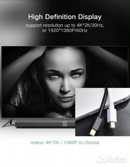 Адаптер переходник Thunderbolt в hdmi 4K