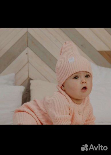 Шапочка и снуд с рождения до 8 мес