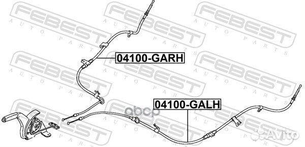 Трос ручника правый 04100-garh 04100-garh Febest