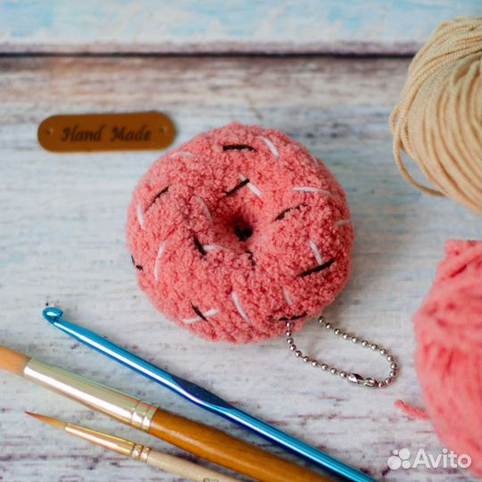 Мягкая игрушка, брелок пончик (разных размеров)