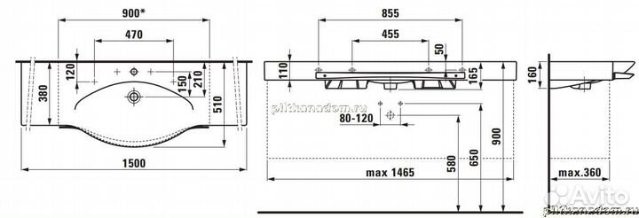 Laufen Palace 8.1270.6.000.104.1 раковина 150 с пол-це держателем