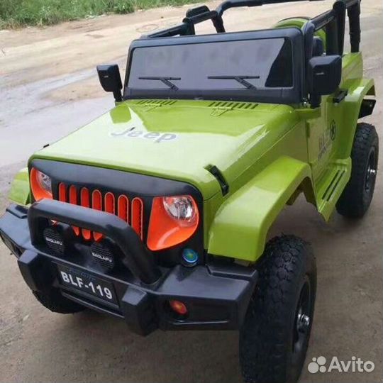 Jeep Wrangler m999mp зеленый глянец электромобиль