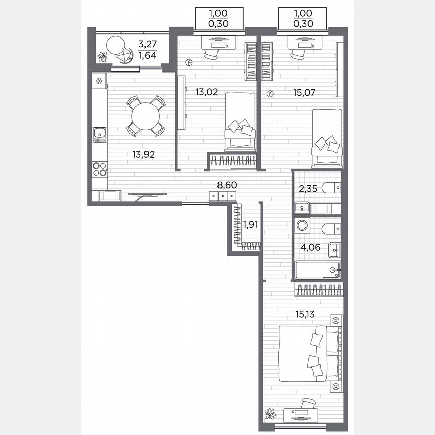 3-к. квартира, 76,3 м², 5/5 эт.