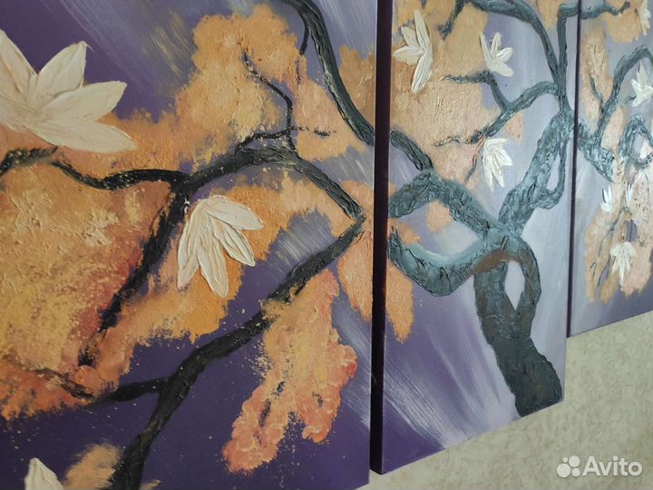 Модульная картина маслом дерево