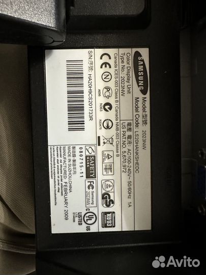 Монитор samsung syncmaster 2023 NW