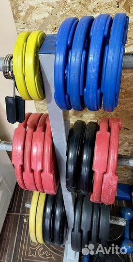 Блины, диски, штанга, гантели, тренажеры