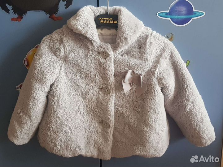 Плюшевая шуба для девочки 80см