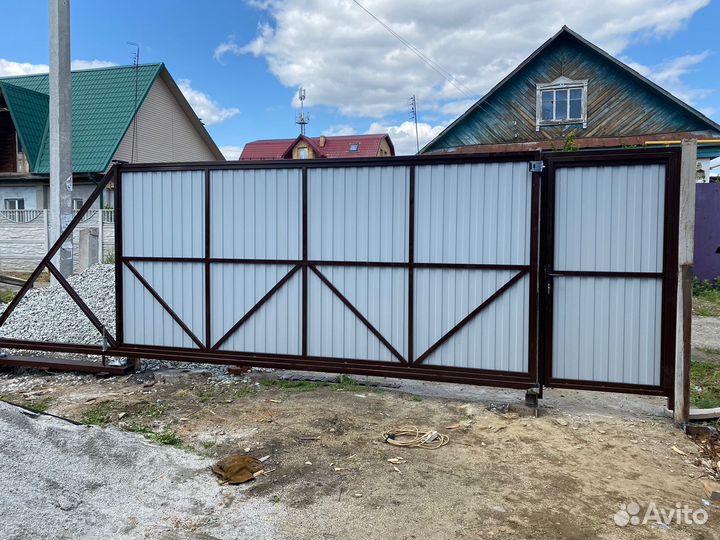 Ворота откатные с калиткой