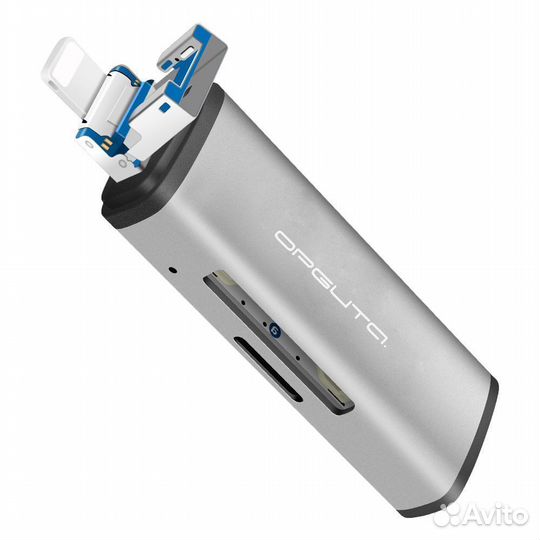 Картридер OTG Орбита OT-PCR15 Серебро, TF, SD, Lig