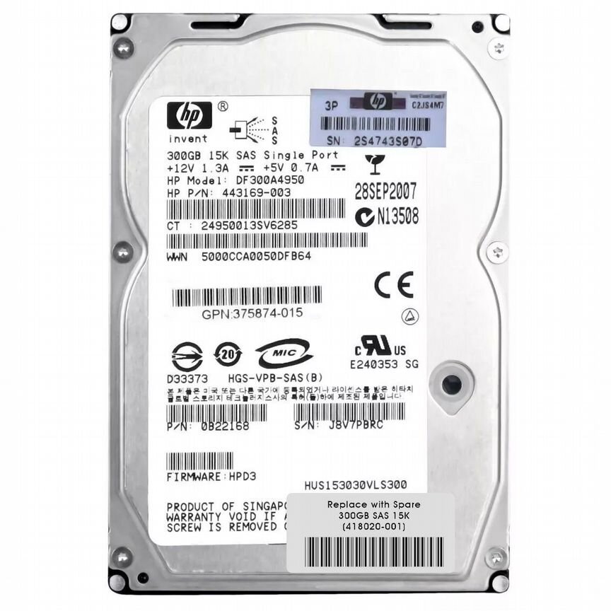 [432147-001] Жесткий Диск Hp 300gb Sas 3,5" Hdd 432147-001