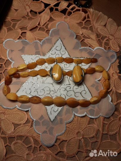 Янтарь СССР бусы и серьги