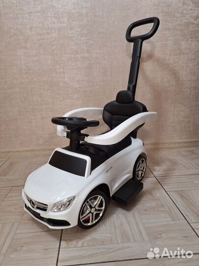 Машинка каталка толокар с ручкой mercedes