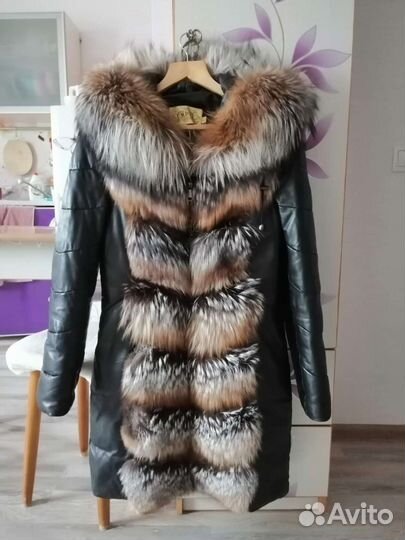 Кожаный пуховик