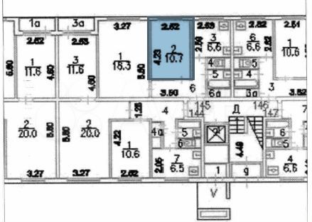 Комната 10,7 м² в 1-к., 1/9 эт.