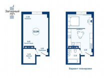 Квартира-студия, 32,1 м², 2/23 эт.