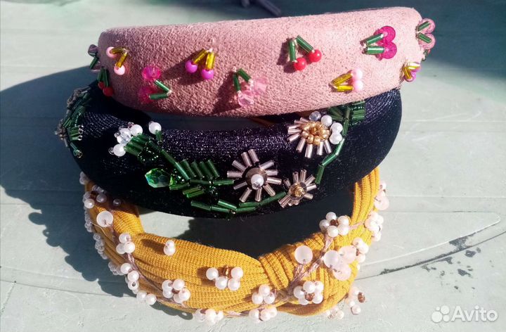 Ободок, украшение, аксессуар для волос бисер