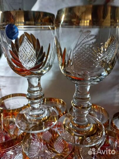 Хрустальные бокалы Gold glass. Винтаж