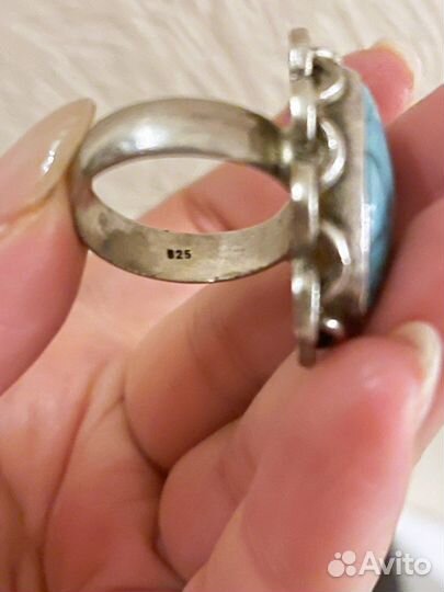 Серебряное перстень с природной бирюзой