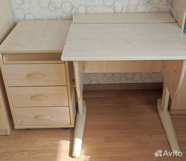 Растущая парта Дэми с тумбочкой