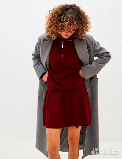 Шикарный кашемировый костюм с юбкой мини, теплый