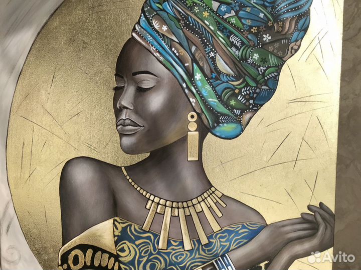 Большая картина маслом Африканка