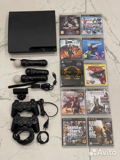 Игровая приставка ps3 slim playstation с играми