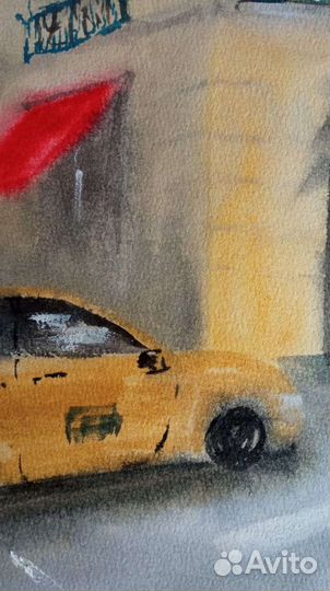 Картина акварель. Париж город улица парижа