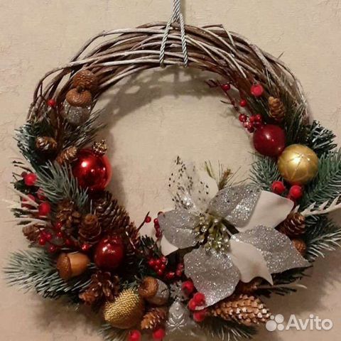 Новогодний венок ручной работы