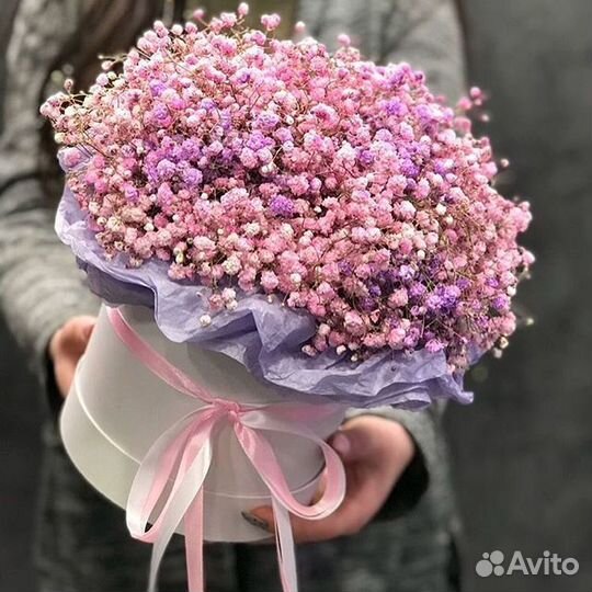 Шляпная коробка с гипсофилой №544