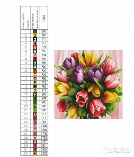 Алмазная мозаика на подрамнике 40*40 Тюльпан Букет