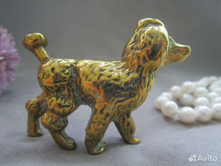 Статуэтка пудель собака литье латунь Англия