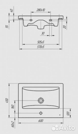 Тумба Енис мдф с раковиной Como 60
