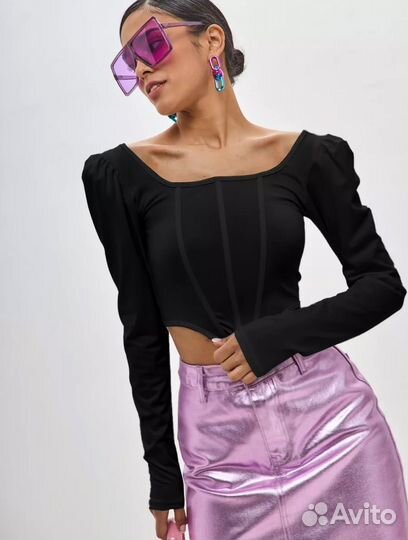 Топ корсет с длинным рукавом вечерний