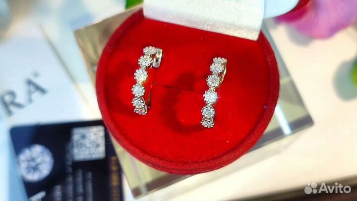 Серьги конго с муассанитами D VVS1 3 мм 1,2ct 925