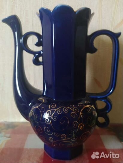 Кувшин кобальт с позолотой фарфор Возрождение