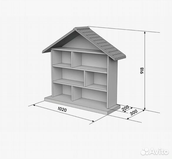 Кукольный домик-стеллаж для игрушек 