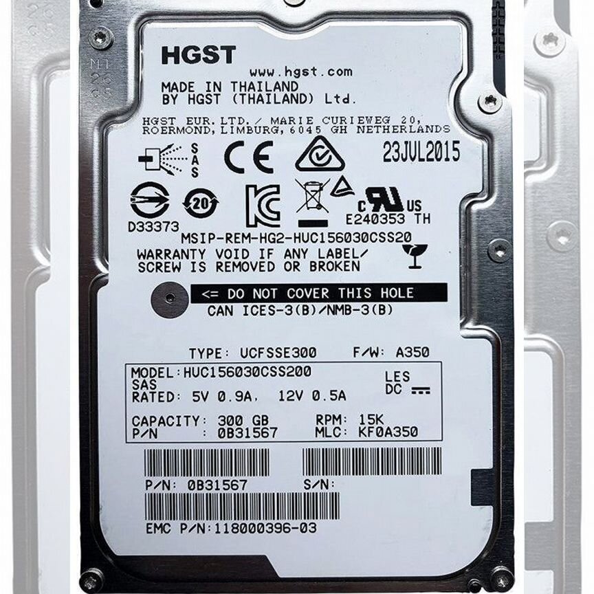 [118000396-03] Жесткий Диск Emc 300gb 118000396-03 12g 2.5""" Sas