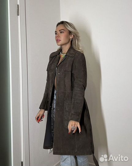 Пальто massimo dutti xs из натуральной замши