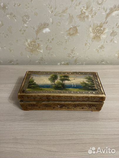Шкатулка деревянная резная 1949г. Артель Свобода