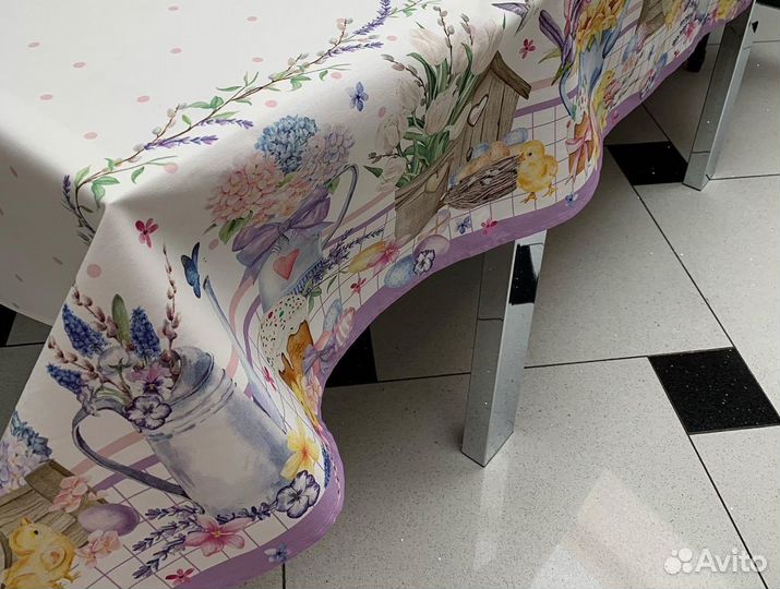 Скатерть с цветами на очень большой стол