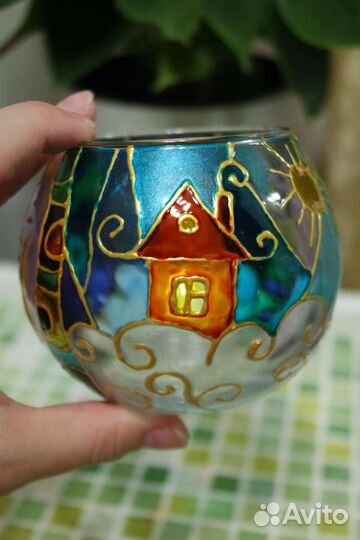 Подсвечник витражная роспись