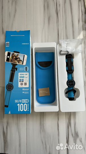 Монопод Momax Selfie Hero, 100см, синий