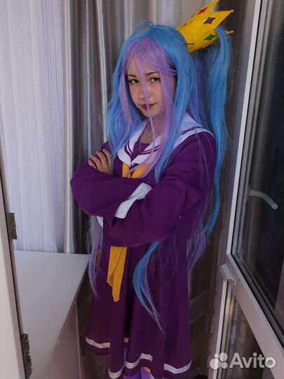 Косплей широ аниме нет игры нет жизни парик костюм