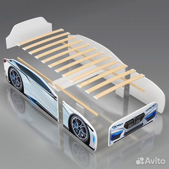 Кровать без матраса, детская, в форме машины