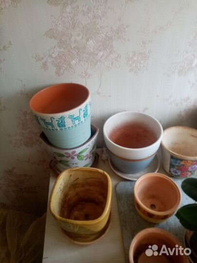 Керамические горшки для цветов бу