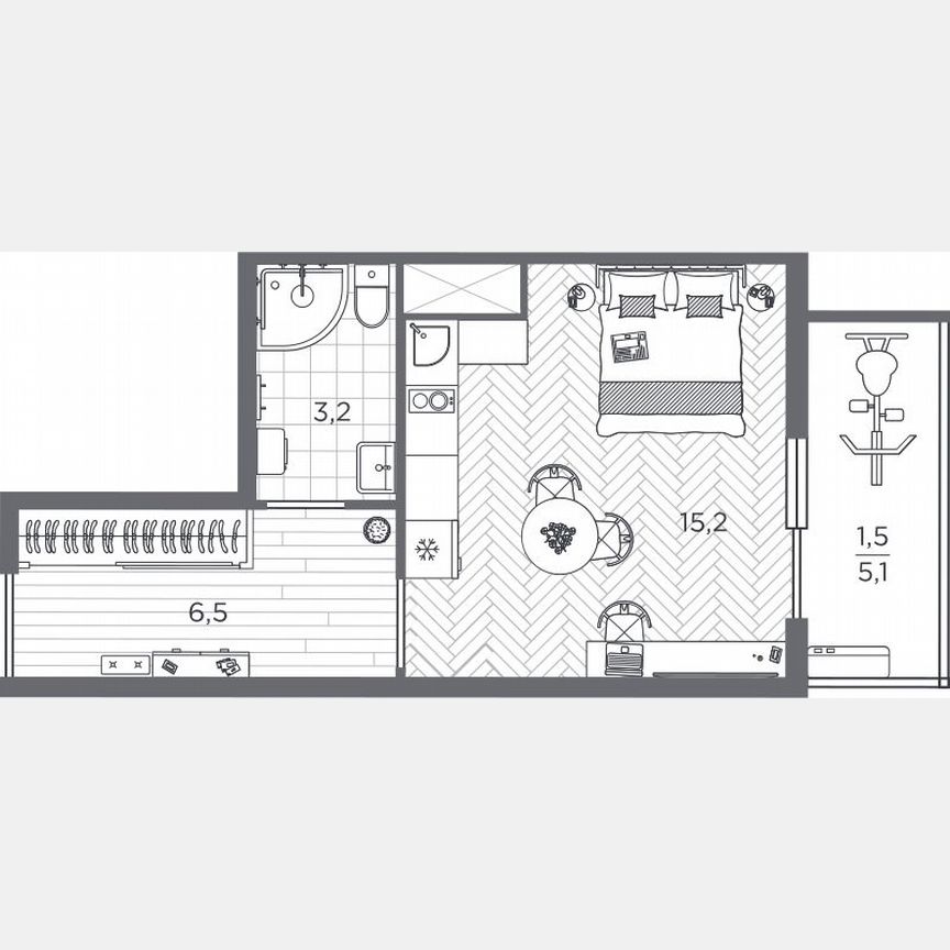 Квартира-студия, 26,4 м², 21/25 эт.