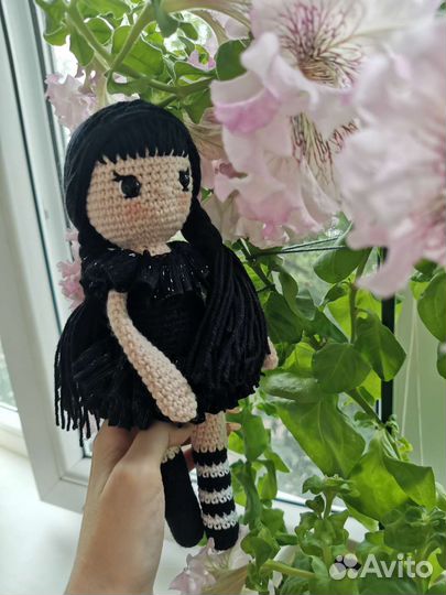 Кукла вязаная, Уэнсдей Аддамс, ручная работа