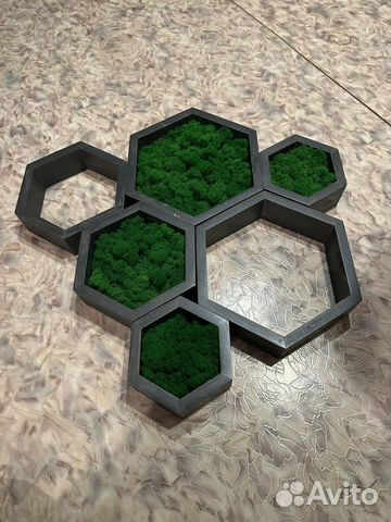 Полки соты, панно со мхом